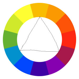 Bei den Triaden liegen die Farben jeweils drei Farben auseinander und bilden dabei ein Dreieck